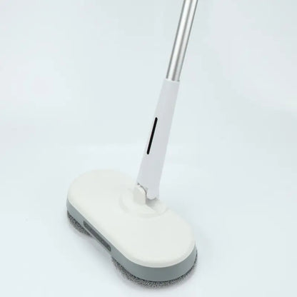 Electric Spin Mop with Floor Scrubber, Cordless Rechargeable Power Mop, Automatic Cleaning Bucket, Water Sprayer, White