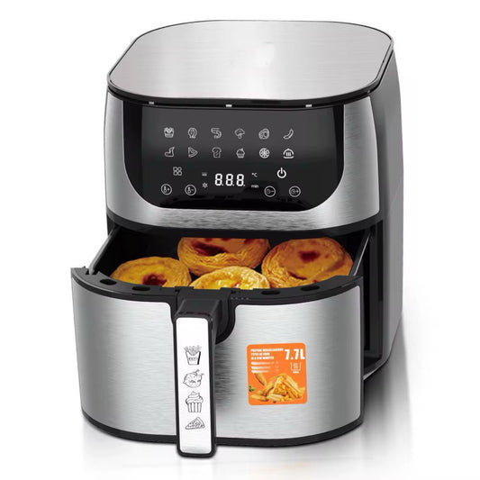 Digital Air Fryer, 7.7L Capacity, 1800W, 12 Presets, LED Touch Screen, Stainless Steel, Window View, Auto Shut-off