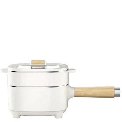 Electric Mini Hot Pot, 2L Capacity, 1000W Multi-Function Cooking Pot with Steam Rack, White
