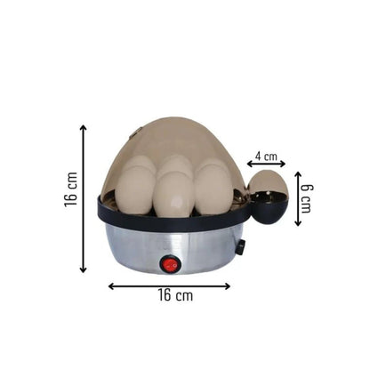 Electric Egg Boiler, 7 Eggs Capacity, Auto Shut Off, 16 cm x 16 cm, Soft Medium Hard Boiled
