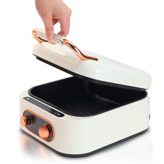 3-in-1 Electric Hot Pot Grill, 1800W Multi-Function Cooker with Non-stick Coating, Double Pan Design, White