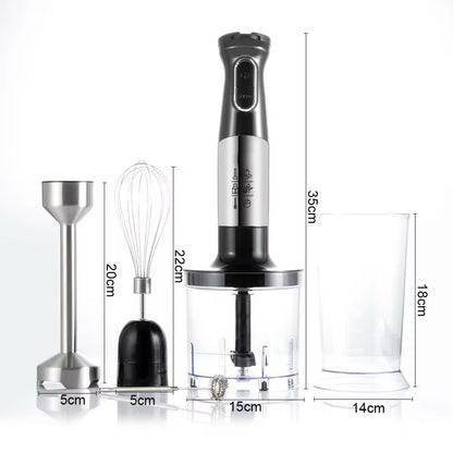 5-in-1 Electric Hand Blender Set, 1500W Stainless Steel, Infinite Speed Control with Whisk and Chopper
