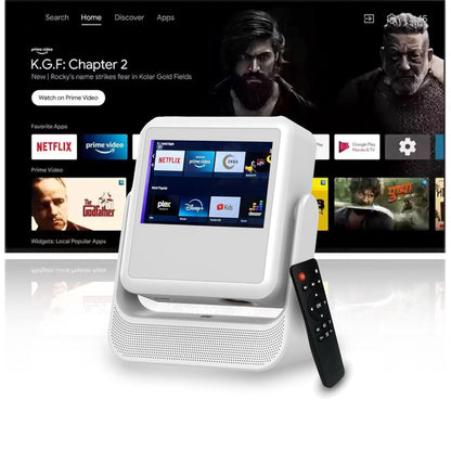 Smart Touch Screen Projector, 1080P Full HD, 11000 Lumens, 130-inch Display, Dual WiFi 5G/2.4G, Built-in 10W Stereo Speakers, White