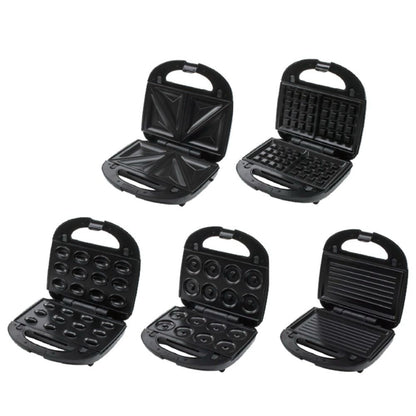 5-in-1 Sandwich Maker with Waffle and Grill Plates, 850W, Non-stick Coating, LED Indicator, Detachable Plates, 25 x 25 cm Cooking Surface
