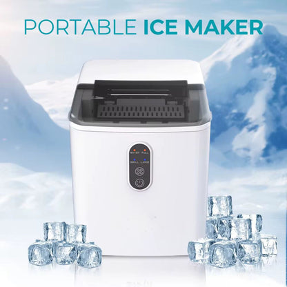 24H Portable Ice Maker Self-Cleaning Countertop Ice Machine 2 Sizes Bullet Ice Cubes for Home Kitchen Office Bar Party, White