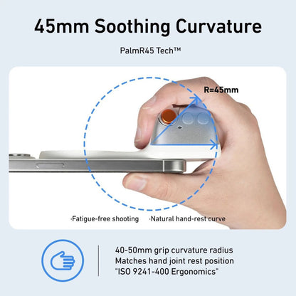 Magnetic Phone Camera Grip, 8x Strong Magnetic Force, One-Handed Control with Bluetooth Remote, Silver