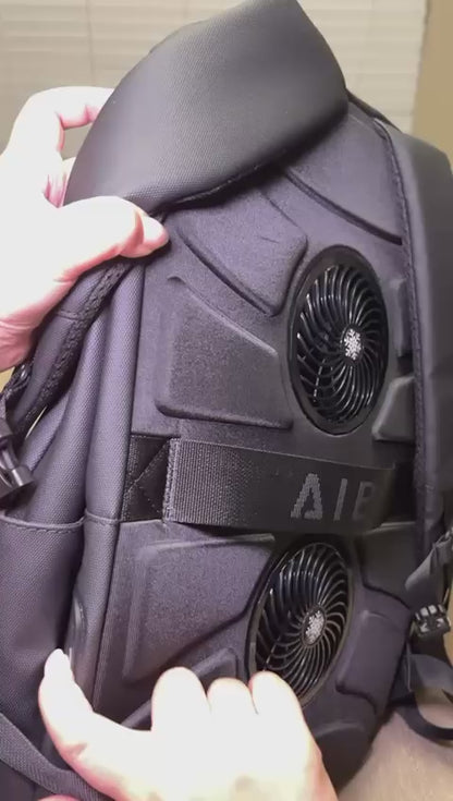 Smart Cooling Backpack with Built-in Fan, Type-C Charging, 360-Degree Ventilation, Black
